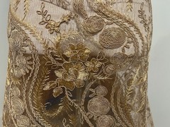 Antique gold Corded embroidery Bridal Lace Fabric 50” Width Sold By The Yard