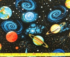 Tina Scrap Solar System Planets Outer Space Fabric 100% Cotton NASA 9″x21″