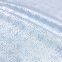Sky Blue Floral Ceremonial Jacquard Fabric Vintage Luxury Wedding Dress Material