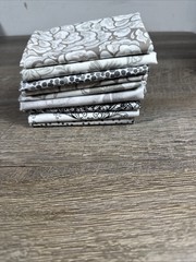 Grey, white, black cotton fabric bundle- Set of 9 – 100% Cotton