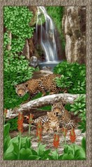 Jungle Cat Leopard Animal Nature Fabric 24″ X44″ Panel Cotton Studio E Wild Side