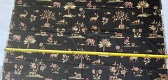 Kingsway Fabric Sharma Tropical Animal Elephant India Black 35”x54”Cotton