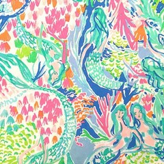Lilly Pulitzer fabric Mermaids Cove organic cotton poplin 1/2 yard. 18X 54 inch