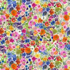 Fleur de Rose Cotton Fabric Clothworks Packed Flowers By the Yard