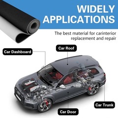 118″ L × 59″ W Suede Headliner Fabric, Black Suede Headliner with Foam Backin…