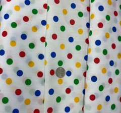 5 Yards Multi color Polka Dot Print on White Cotton Polyester Blend Fabric 60″