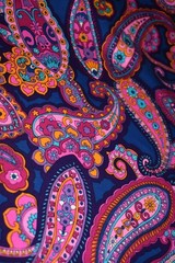 Vintage Vibrant Brushed Cotton Paisley Fabric 2 Yards 2″ x 44″ Wide Psychedelic
