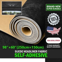 Black Suede Headliner Fabric w Adhwsive for Car Auto Headliner & Trim 98″ × 60″