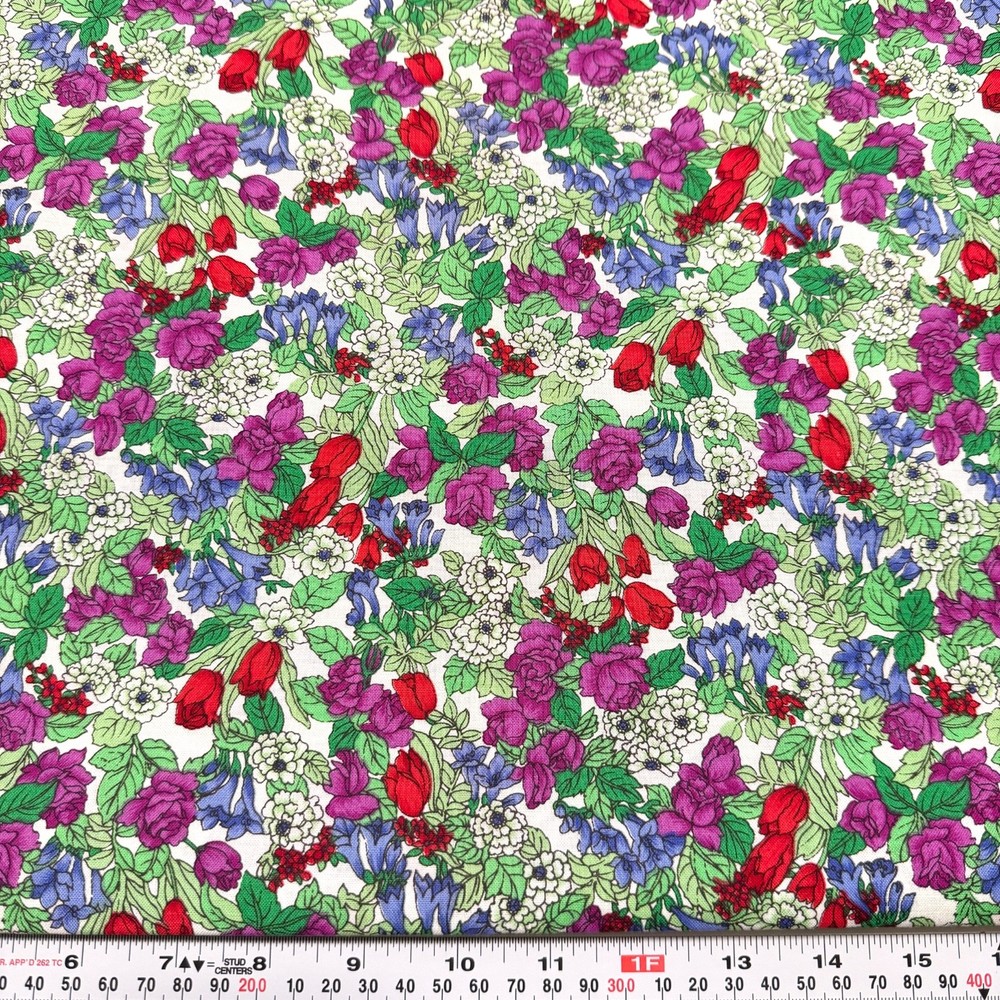 Country Side Collection by Hoffman Florals White Cotton Fabric by the HALF YARD