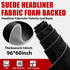 90″ x 60” Car Headliner Fabric Foam Backed Black for Car Replacement/Repair/DIY