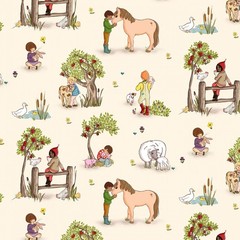 1/2 Yard Fabric – Farm Hugs – Cream by Belle & Boo for Michael Miller
