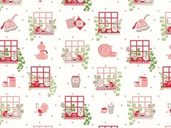 Lori Holt Cook Book Fabric Window Coral Riley Blake Kitchen Cotton Yard Precut