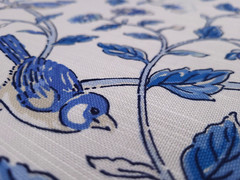 Waverly SUMMER ISLES SKY Blue White Floral Bird Designer Drapery Uph Fabric