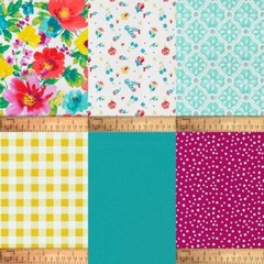 Pioneer Woman 6pc BREEZY BLOSSOM Fat Qtr 18″ x 21″ 100% Cotton Quilt Fabric