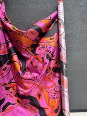 Italian Deadstock 100% Silk Twill 60 GSM Fabric By The Yard Emilio Pucci Logo