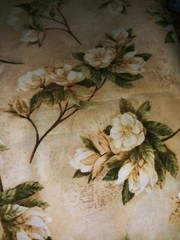 6 Yards Cotton Fabric Albina Hristova Design Cream & Green Floral Tuscan Garden