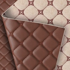 Soft Quilted Faux Leather Fabric Foam Backed Auto Upholstery Headliner Material