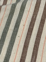 Handcrafted Cotton Fabric~ Tan/Green Wide Stripe ~Imported From India- 45″ W