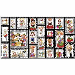 Sew Curious Sewing Lady Fabric 24″ Panel Loralie Designs Ladies Scenes Cotton