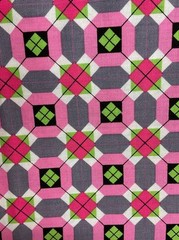 1 Yard Gray & Pink “ Argyle Geo “ 44” Wide 100% Cotton