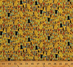 Cotton Bejeweled Golden Geo Abstract Square Metallic Fabric Print BTY D375.77