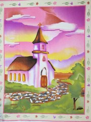 CHURCH COUNTRY CROSS WEDDING CHURCH PASTELS FLEECE FABRIC PANEL OOP