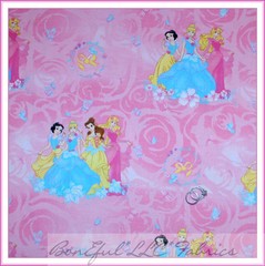 BonEful Fabric FQ Cotton Quilt PRINCESS Girl Cinderella Belle Snow White Dress L