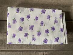 Vintage Fabric Purple Flowers Opaque Synthetic 1 Yard