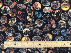 HEAVY METAL BY QT HOT ROD STICKERS BLACK VINTAGE CLASSIC MUSCLE CARS FABRIC HY