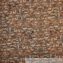 BonEful Fabric FQ Cotton Quilt Brown Tone BRICK Rock WALL Scenic Rugged Texture