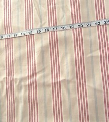 1 yd 56″ 100% Medium Weight Cotton Cream, Dark Red, Light Cream & Blue Stripes