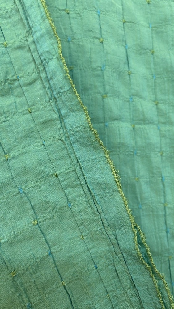 Vintage Green Dual Tone Cotton? Sari 104”L x 86” W Fabric Woven Butte