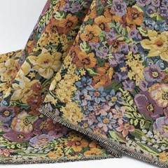 Yellow Daffodil Floral Vintage Jacquard Tapestry Upholstery Indoor Decor Fabric