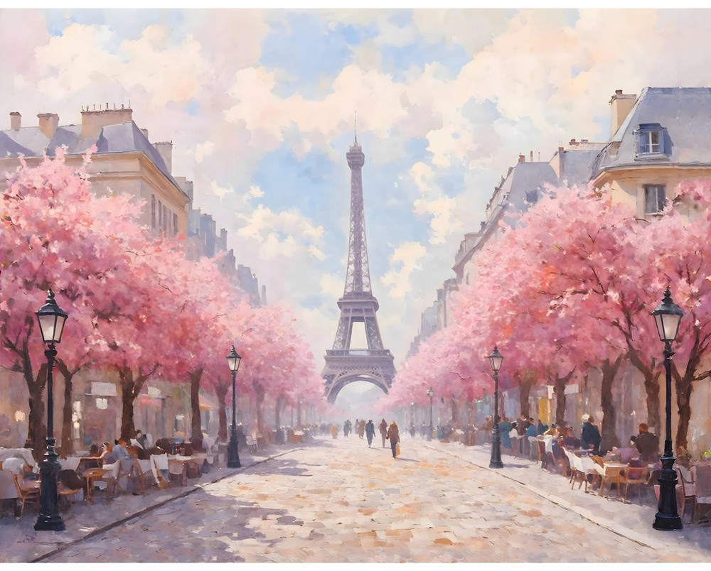 Bonjour Belle Paris In Spring – Choice Scenic Panel or Matching Fabric BTY