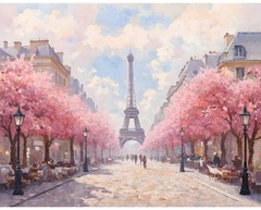 Bonjour Belle Paris In Spring – Choice Scenic Panel or Matching Fabric BTY