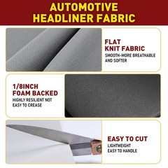 Flat Knit Headliner Fabric W Foam Medium Gray Repalce/Repair/Damage New