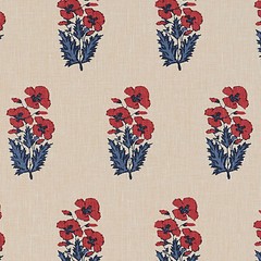 Ballard Designs Leila Blue & Red Fabric by the Yard…