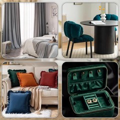 Velvet Fabric, 60” X 80” (150CM X 200CM) Soft Upholstery and Apparel Fabric, W