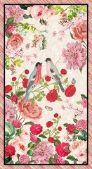 Romance ~ Blank Quilting ~ Love Bird Fabric Panel ~ 24″ ~ Roses, Floral Fabric