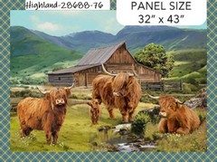 Highland Cow Home Panel Quilt fabric Cotton Northcott 28688-76