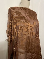 100% Burnout Silk Satin Rich Copper Bronze French Georgette Fabric 2yds 52″ Wide