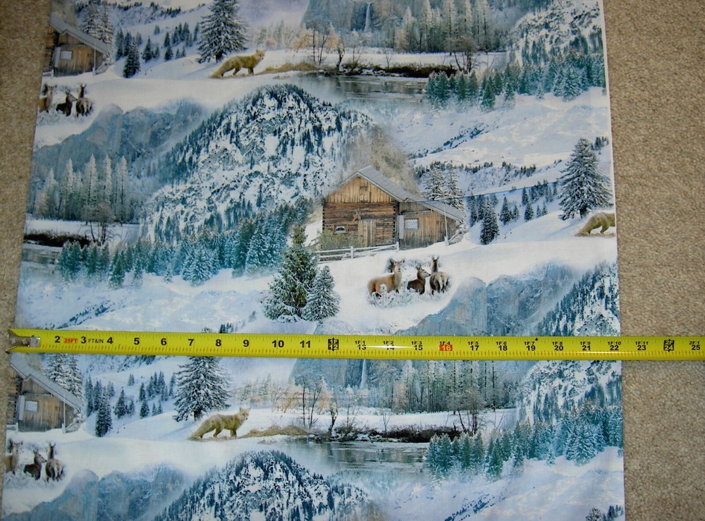 Mountain Air Cabin Deer Trees CD1644 Snow Timeless Durable Cotton Fabric