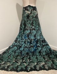 Green Black Embroidered Sequins Lace fabric 50” Width Sold By The Yard