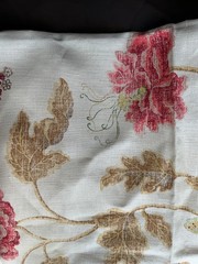 Colefax & Fower “poppy & butterfly” 100% linen fabric sample 23″X17″ red/sienna
