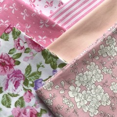 6Pcs 18X22 Inches Cotton Fabric Cute Random Pink Color Fat Quarter Bundles Patch
