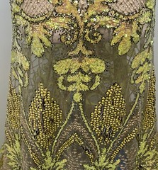 Yellow Gold Black Iridescent Sequin Embroidered Lace fabric 50” Width 1 Yard