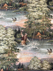 Fly Fishing Tapestry Upholstery Fabric 1.5 Yard x 57″ Camping Eagle Outdoor Hunt