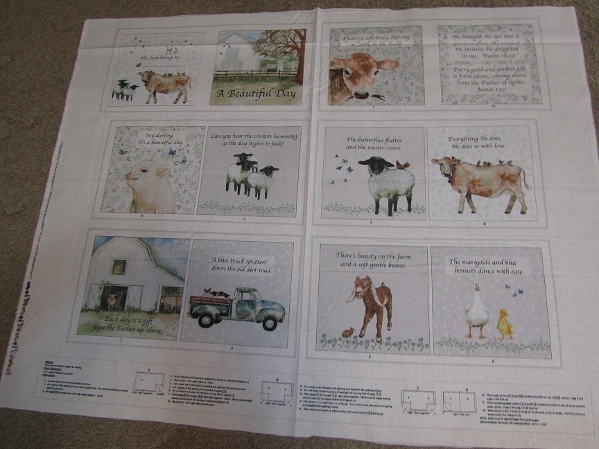 Henry Glass A Beautiful Day Farm Animal Cotton Fabric Book Panel