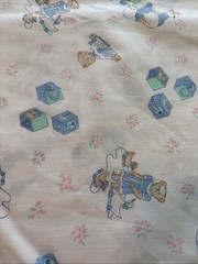 Unbranded Cotton Fabric “Nursery” Teddy Bears Blocks Blue 44 x BTY