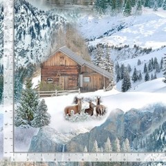 Mountain Air Cabin Deer Trees CD1644 Snow Timeless Durable Cotton Fabric